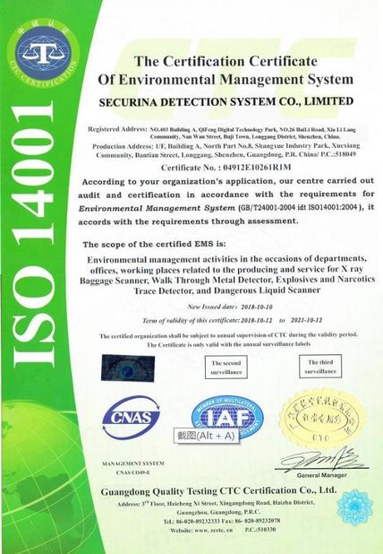 China Securina Detection System Co., Limited Certificações
